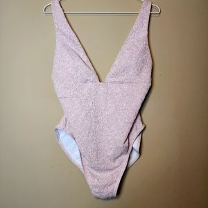 Andie one piece bathing suite vlush pink and white